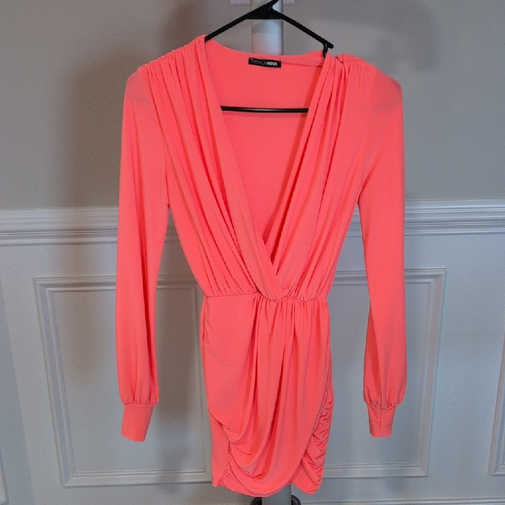 Fashion Nova Vibrant Coral Dress Small